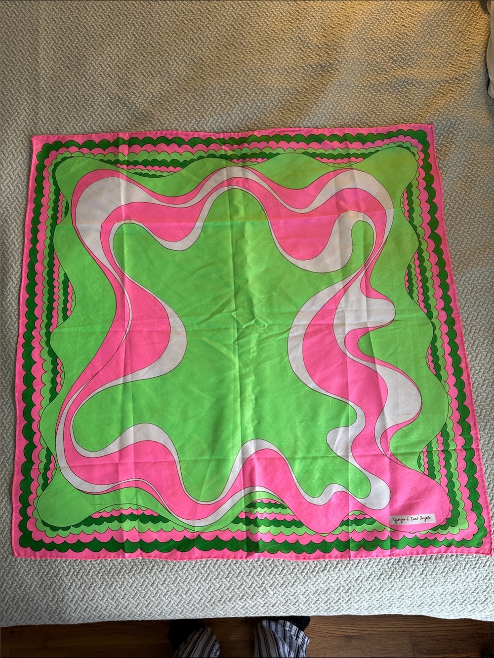 Green and Pink Women's Fashion Scarf - Vibrant Swirl Print - Picture 1 of 16